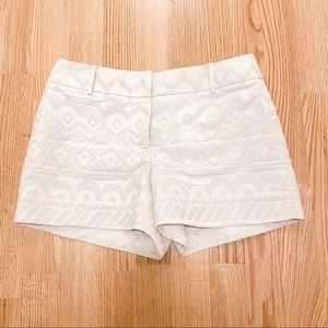 LOFT White Pattern Shorts, 4” Inseam, Size 8